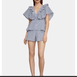 BCBGMaxAzria Draped Back Peplum Romper